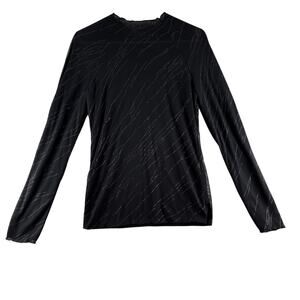 Moda International Y2K Top Glitter Marble Black Whimsigoth Double Layer Sheer S